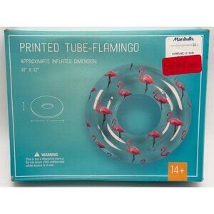 Flamingo Printed Inflatable Swim Tube 41" X 12" For Ages 14+ Water Fun Pool Floa